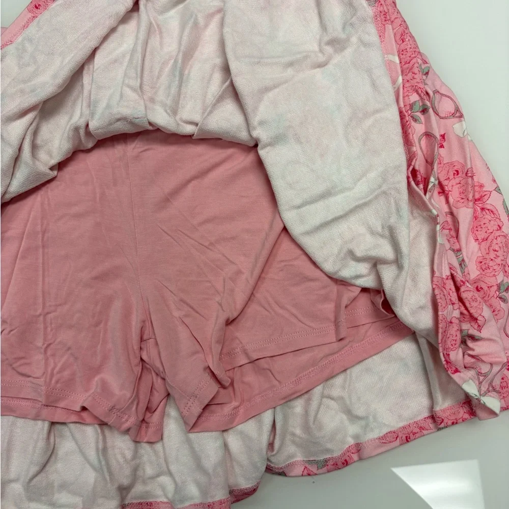 Posh Peanut Pink and White Floral Mini pleated Skirt - Picture 2 of 4